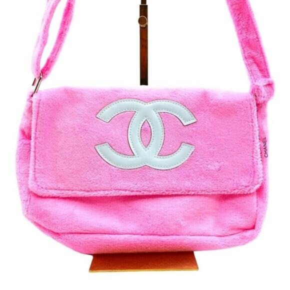 Authentic Chanel Precision Pink Novelty Crossbody Shoulder Bag Pink Fuzzy Tote - Picture 1 of 11